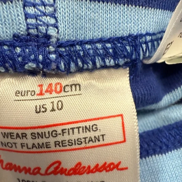 Hanna Andersson 2-Piece Long John Blue Striped Pajama Set, Organic Cotton, sz 10 - Picture 12 of 15